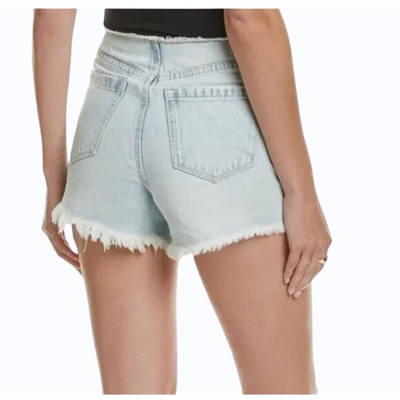 BlankNYC The Barrow Vintage High-Rise Denim Shorts Light Wash Frayed Hem Size 27 - Picture 3 of 16